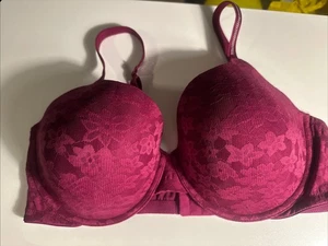PINK Victoria's Secret Maroon 42D Wear Everywhere Lightly Lined Bra Lace Bling - Picture 1 of 8