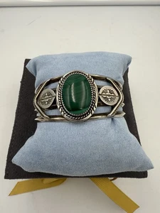 Mike Begay signiertes Malachit Sterling Armreif Armband  - Bild 1 von 16