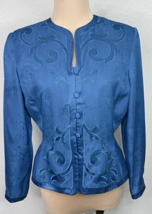 Vintage Adrianna Papell Silk Turquoise Blue Silk Blouse Top Women's 6 S - Picture 1 of 7