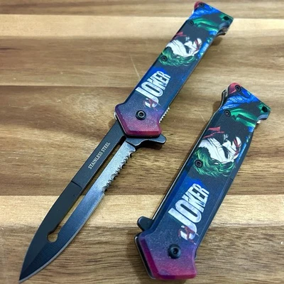 Faca de bolso 8” coringa impressão 3D lâmina dobrável assistida por mola tática  - Imagem 1 de 3