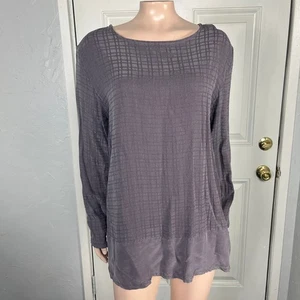 Cut Loose Women's Shirt Small Bemberg Gray Tunic Long Sleeve Lagenlook I3-19 - Picture 1 of 6