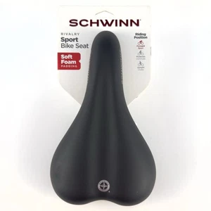 Asiento de bicicleta deportivo Schwinn Rivalry acolchado de espuma suave negro sillín delantero - Imagen 1 de 8