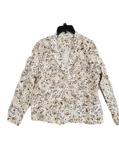 New Studio Works Taupe Floral Print Button Jacket Plus Sz 1X Lightweight - Picture 1 of 8