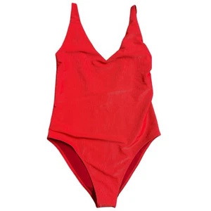 NWT $148 Beach Riot Reese Rib One-Piece Swimsuit Size Large Red - Picture 1 of 5