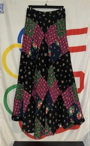 Maxi gonna patchwork vintage artigiani di montagna prateria donna 10 fiori boho anni 70 - Foto 1 di 10