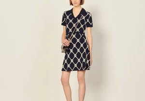 Sandro Paris Women's Dress Size 36 FR / S Diamond Pattern SFPRO02151 - Picture 1 of 10