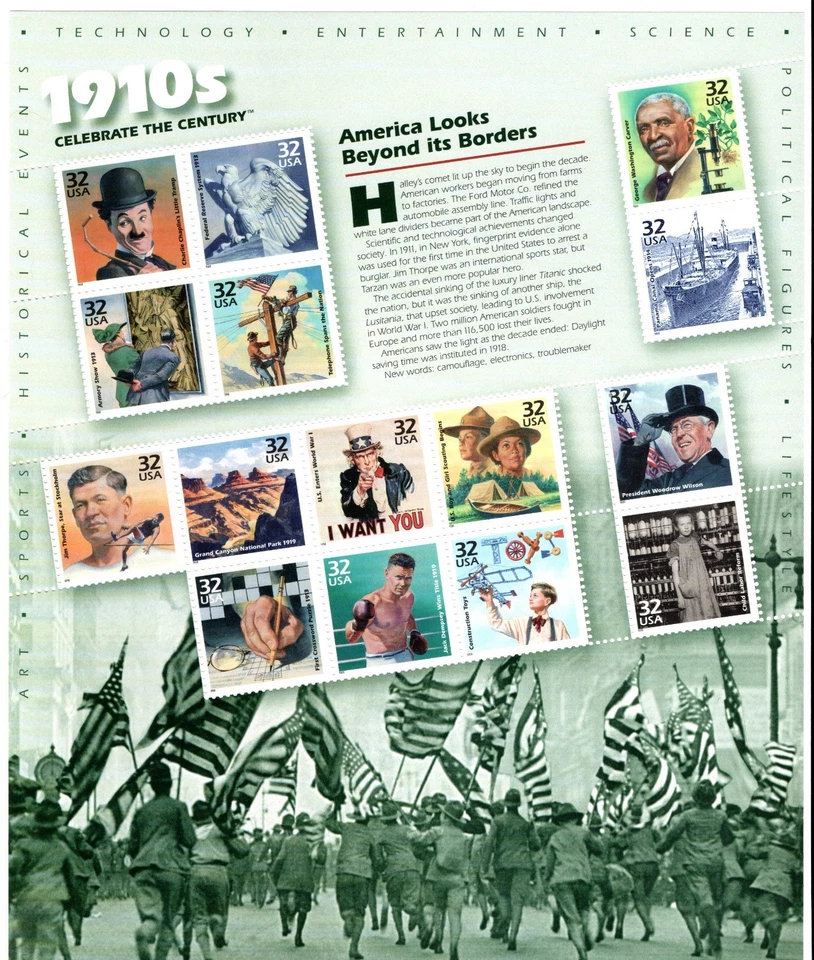 US Scott #3183, Celebrate the Century-1910s, pane of 15, MNH - Image 1 of 1