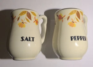 Vintage Hall Superior Jewel Autumn Leaf Large Salt Pepper Shakers Set No Corks - Picture 1 of 15