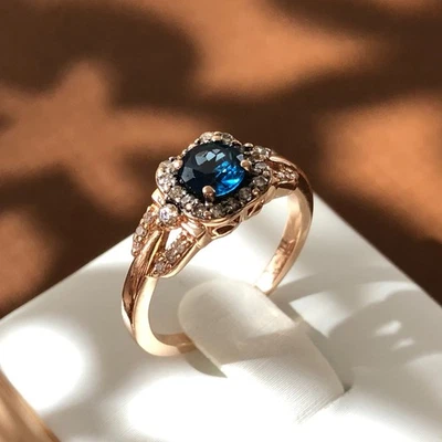 Anillo Le Vian 14k Chocolate Blanco Diamante y Topacio Halo Oro Rosa Talla 5.75 Foto 1 de 4