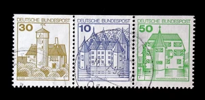 Germany Stamps Sc 1231-36 Deutsches Bundespost Glucksburg Ludwistein Strip of 3 - Picture 1 of 2