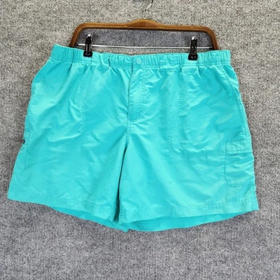 Columbia Shorts Women XL Teal Nylon Utility Zip Pocket Elastic Waist Outdoors - Image 1 of 4