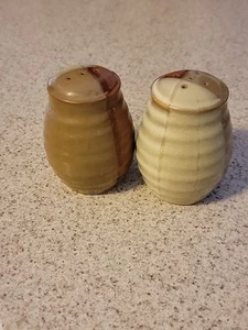 Vintage Sango Gold Dust Black Stoneware Salt And Pepper Shakers - NEW - Picture 1 of 6