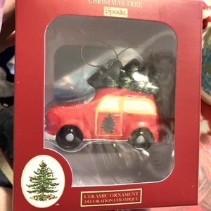 Spode Car & Tree On Top Christmas Ornament Porcelain - Picture 1 of 4