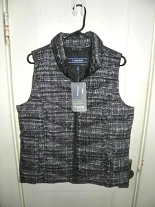LANDS' END Men's/Women's Black White Puffer Down Vest Zip Front Size Medium NWT - Picture 1 of 5