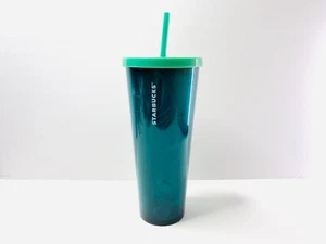 Starbucks Teal Blue Green Floral Vine Venti 24 oz Tumbler - FREE SHIPPING! - Picture 1 of 4