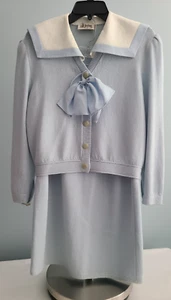 2 Teile St JOHN by Marie grau Größe 10 Jacke Strick Rock Santana blau maritim - Bild 1 von 19