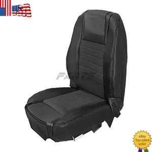 For 2007-2009 Ford Mustang Front Driver Bottom-Top Black Leather Seat Cover Set - Picture 1 of 13
