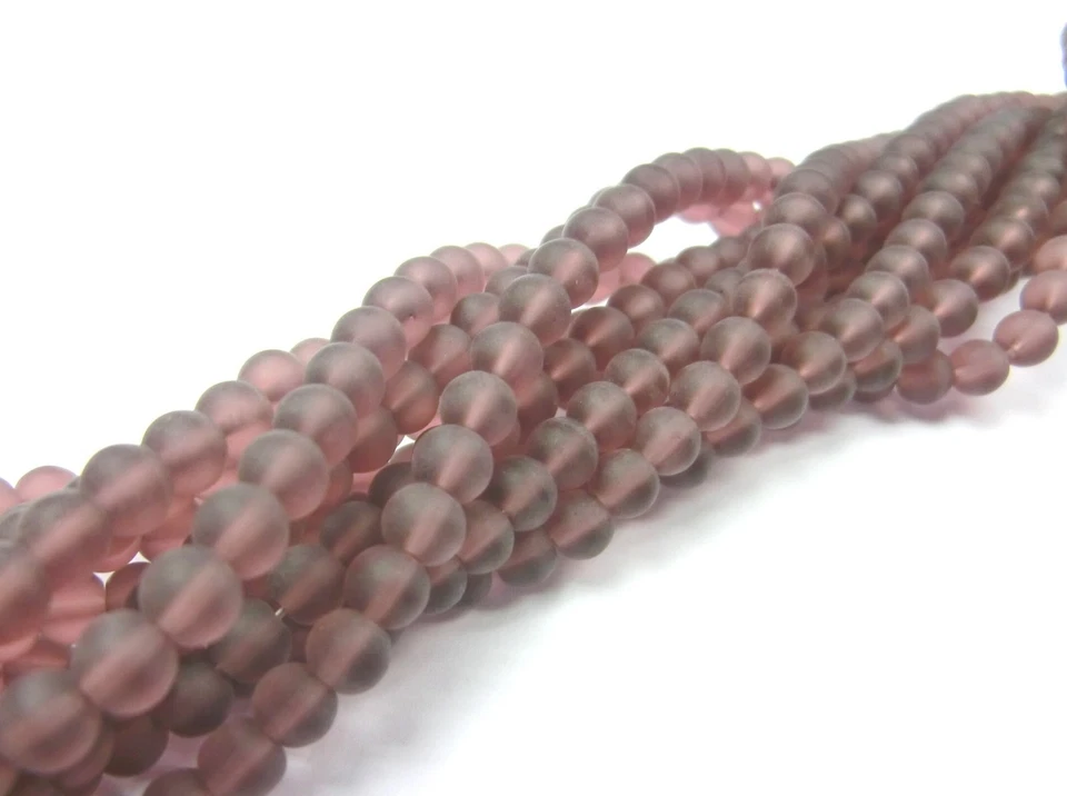 75 gefrostete Glasperlen 4mm rund amethyst - Bild 1 von 1