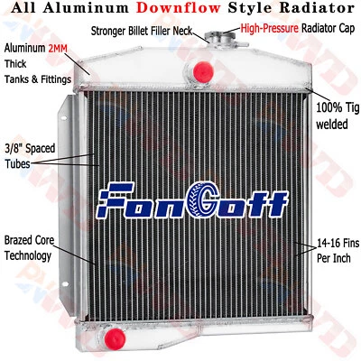 Radiador de alumínio 3 fileiras para Jeep Willys CJ3/CJ5/CJ6 2.2L/3.7L/4.2L MT 1959-1971 - Imagem 1 de 4