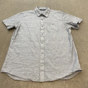 Travis Mathew Shirt Men Large Gray Geometric Stripes Short Sleeve Golf Button - Picture 1 of 12