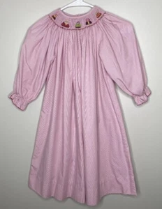 Amanda Remembered Pink Gingham Long Sleeve Bishop Dress Purses Smock Size 6X - Picture 1 of 8