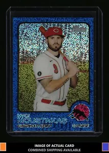2022 Topps Heritage #4 Mike Moustakas Chrome Blue Sparkle Reds EX Back Edges - Picture 1 of 2