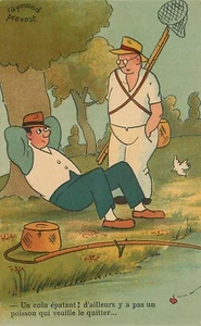Postal C-1910 Pesca Raymond Prevust Cómic humor artista impresión 23-3678 - Imagen 1 de 2