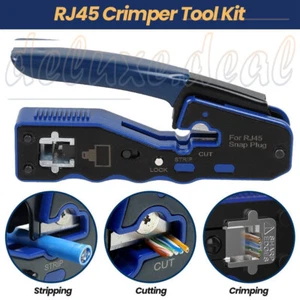 RJ45 Crimper Crimping Tool Cat5e 6 7 HD Pass Through Network Cable Connector - Picture 1 of 12