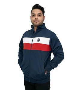 Nueva Chaqueta para Hombre Contraste Color Bloque a Rayas Cremallera Completa Pista Sudadera Camisa Prenda para el torso - Imagen 1 de 22