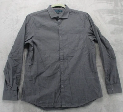 Perry Ellis Button Up Shirt Men's L Slim Fit Gray w/ Gray Mirco Polka Dot Cotton - Image 1 of 4