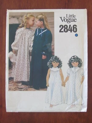 VOGUE PATTERN - 2846 GIRL'S NIGHTGOWN DRESSING GOWN ROBE SLEEPWEAR SIZE 4 UNCUT - Image 1 of 2