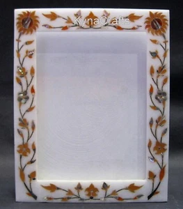 Decorative Marble Picture Frame with Carnelian Stone Inlay 10 x 8" Photo Holder - Picture 1 of 6