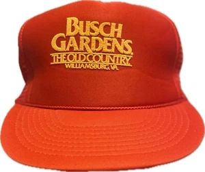 Vtg Busch Gardens Hat Cap Mesh back Snapback Foam Front Red The Old Country  - Picture 1 of 9