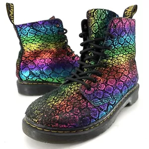 Doc Martens 1460 Pascal Boots Youth Gr. 3 Schuhe Rainbow Croc Metallic Suede - Bild 1 von 7