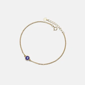 Enamel Turkish Blue Evil Eye Anklet in 925 Sterling Silver - Picture 1 of 8