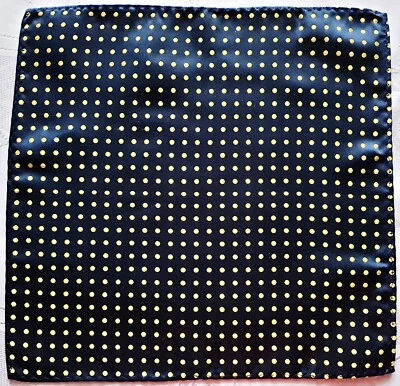 ШАРФ ВИНТАЖНЫЙ ПОДЛИННЫЙ ГОРОШЕК СИНИЙ ЖАККАРДОВЫЙ АТЛАСНЫЙ 10 «КВАДРАТНЫЙ КАРМАН МАЛЕНЬКИЙ - Изображение 1 из 3
