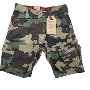 Levi’s Boys Size 7 Regular Camo Cargo Shorts Green Adjustable Waist NWT - Picture 1 of 7