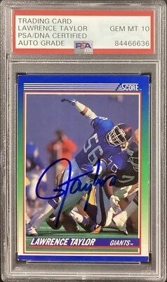 Lawrence Taylor Signed 1990 Score #50 Card Giants HOF PSA/DNA Auto Gem Mt 10 - Image 1 of 2