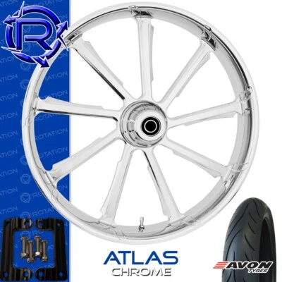 Rueda de motocicleta cromada Atlas Rotation Kawasaki Vaquero Vulcan paquete 21" Foto 1 de 2