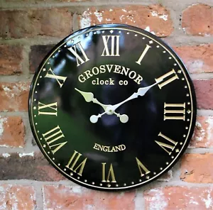 Wall Clock Garden Station Black Ornament Outdoor Roman effect 15 inch GIFT - Picture 1 of 8