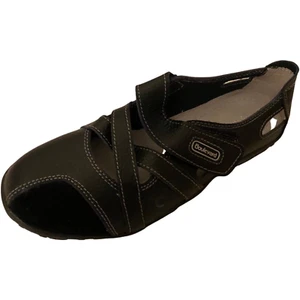 Boulevard Correa Plana Ajustable Punta Cerrada Cuero Negro Zapatos Cómodos UK 4 NUEVOS - Imagen 1 de 6