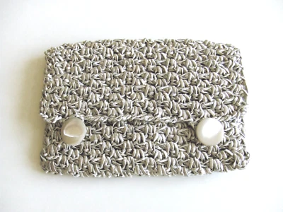 Kleine Tasche in die Tasche Utensilotasche Häkeltasche Handarbeit sand - Bild 1 von 4