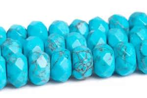Cuentas de magnesita azul turquesa rosquilla facetadas cuentas sueltas 6x4 mm 8x5 mm - Imagen 1 de 4