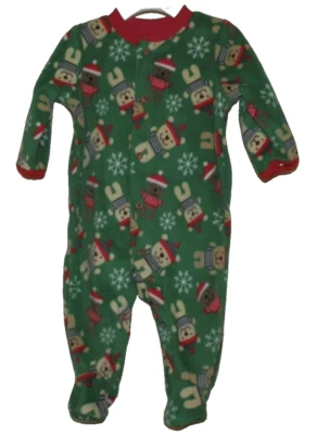 Christmas Green Sleeper Creeper One Piece Baby Newborn Front Snaps Feet - Image 1 of 2