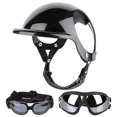 Pet Dog Helmet and Dog Goggles Set Padded Pet Motorcycle Helmet Sunglasses  - image 1 of 4