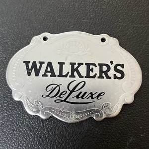 Vintage Walkers Deluxe Bourbon Bottle Tag Silver Color - Picture 1 of 10
