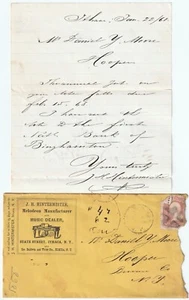 RARE Cover & SIGNED Letter- Johannes Hintermister Melodeon Maker Ithaca NY 1868 - Picture 1 of 5