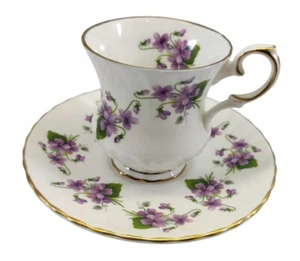 ELIZABETHAN Bone China Cup & Saucer Delicate Violetd England - Picture 1 of 12