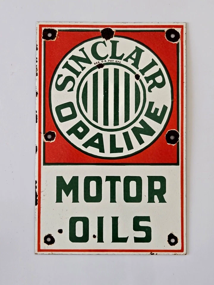 Vintage Sinclair Opaline Motor Oils Porcelain Enamel Sign (11" x 17") - Image 1 of 4