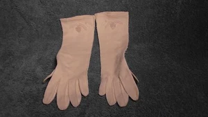 Vtg Womens gloves Formal Wedding Beaded mid-arm long Ivory 6 1/2 - Picture 1 of 5